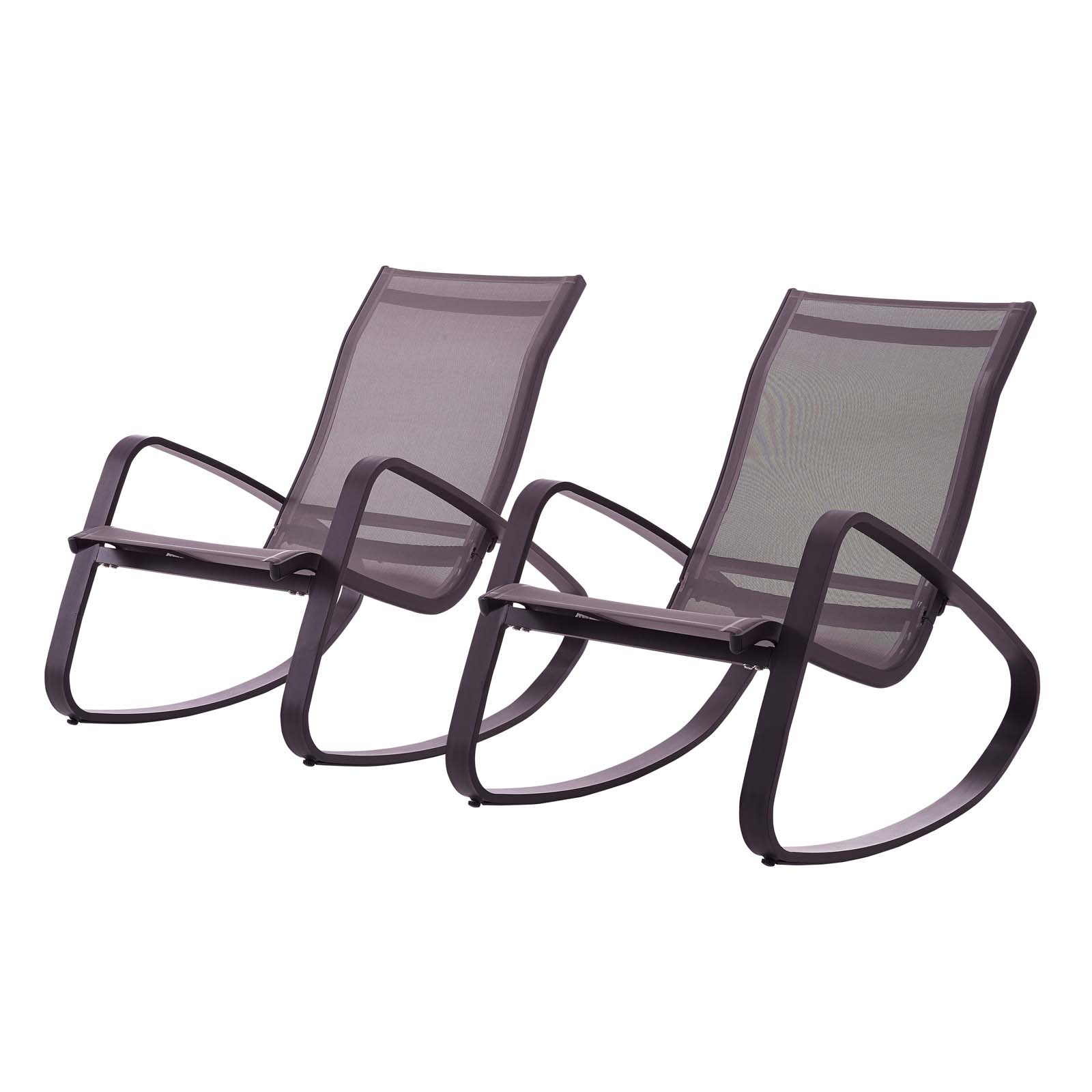 Modern Contemporary Urban Design Outdoor Patio Balcony Garden Furniture Lounge Chair Set, Set of Two, Aluminum Metal Steel, Black - image 1 of 6