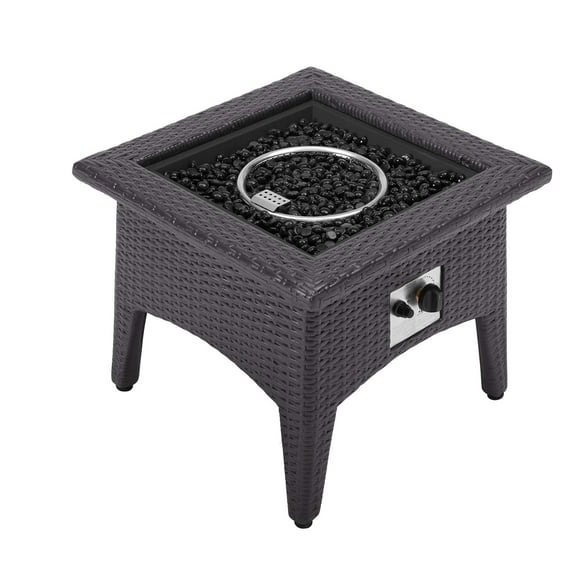 Modern Contemporary Urban Design Outdoor Patio Balcony Garden Furniture Lounge Coffee Table, Rattan Wicker, Dark Grey Gray
