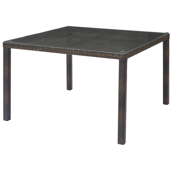 Modern Contemporary Urban Design Outdoor Patio Balcony Garden Furniture Lounge Dining Table, Rattan Wicker Glass, Brown