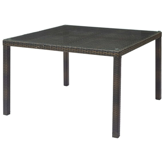 Modern Contemporary Urban Design Outdoor Patio Balcony Garden Furniture Lounge Dining Table, Rattan Wicker Glass, Brown