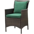 thumbnail image 1 of Modern Contemporary Urban Design Outdoor Patio Balcony Garden Furniture Side Dining Chair Armchair, Rattan Wicker, Green Brown, 1 of 3