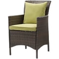 thumbnail image 1 of Modern Contemporary Urban Design Outdoor Patio Balcony Garden Furniture Side Dining Chair Armchair, Rattan Wicker, Green Brown, 1 of 3