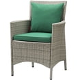 thumbnail image 1 of Modern Contemporary Urban Design Outdoor Patio Balcony Garden Furniture Side Dining Chair Armchair, Rattan Wicker, Green Light Gray, 1 of 3