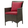 thumbnail image 1 of Modern Contemporary Urban Design Outdoor Patio Balcony Garden Furniture Side Dining Chair Armchair, Rattan Wicker, Red Brown, 1 of 3