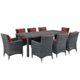 thumbnail image 1 of Modern Contemporary Urban Design Outdoor Patio Balcony Garden Furniture Side Dining Chair and Table Set, Sunbrella Rattan Wicker, Red, 1 of 7