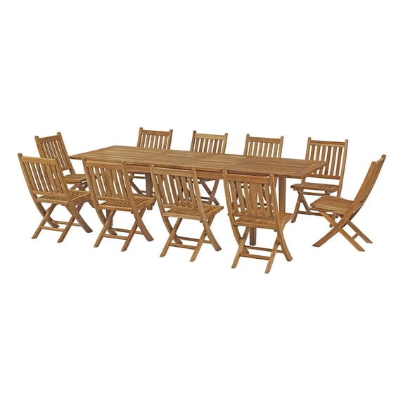 Modern Contemporary Urban Design Outdoor Patio Balcony Garden Furniture Side Dining Chair and Table Set, Wood, Natural