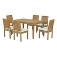 thumbnail image 1 of Modern Contemporary Urban Design Outdoor Patio Balcony Garden Furniture Side Dining Chair and Table Set, Wood, White Natural, 1 of 7