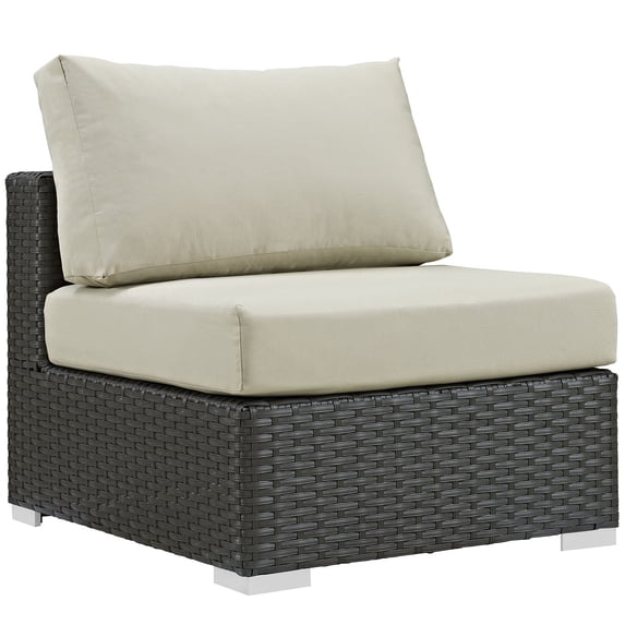 Modern Contemporary Urban Design Outdoor Patio Balcony Lounge Chair, Beige, Rattan