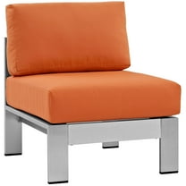 Modern Contemporary Urban Design Outdoor Patio Balcony Lounge Chair, Orange, Metal Aluminum