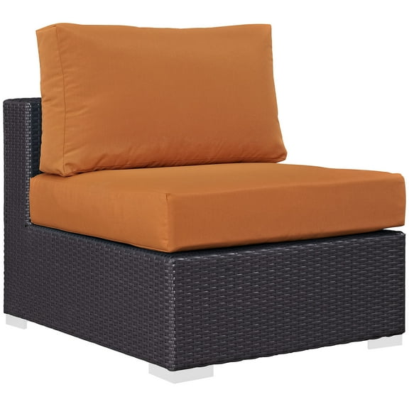 Modern Contemporary Urban Design Outdoor Patio Balcony Lounge Chair, Orange, Rattan