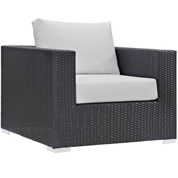 Modern Contemporary Urban Design Outdoor Patio Balcony Lounge Chair, White, Rattan
