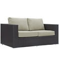 thumbnail image 1 of Modern Contemporary Urban Design Outdoor Patio Balcony Loveseat Sofa, Beige, Rattan, 1 of 5