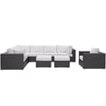 thumbnail image 1 of Modern Contemporary Urban Design Outdoor Patio Balcony Nine PCS Sectional Sofa Set, White, Rattan, 1 of 6