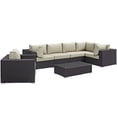 thumbnail image 1 of Modern Contemporary Urban Design Outdoor Patio Balcony Seven PCS Sectional Sofa Set, Beige, Rattan, 1 of 9