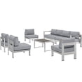thumbnail image 1 of Modern Contemporary Urban Design Outdoor Patio Balcony Seven PCS Sectional Sofa Set, Grey Gray, Aluminum, 1 of 7