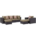 thumbnail image 1 of Modern Contemporary Urban Design Outdoor Patio Balcony Six PCS Sectional Sofa Set, Brown, Rattan, 1 of 5