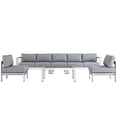 thumbnail image 1 of Modern Contemporary Urban Design Outdoor Patio Balcony Six PCS Sectional Sofa Set, Grey Gray, Aluminum, 1 of 6