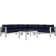 thumbnail image 1 of Modern Contemporary Urban Design Outdoor Patio Balcony Six PCS Sectional Sofa Set, Navy Blue, Aluminum, 1 of 7