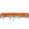 thumbnail image 1 of Modern Contemporary Urban Design Outdoor Patio Balcony Six PCS Sectional Sofa Set, Orange, Aluminum, 1 of 7