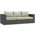 thumbnail image 1 of Modern Contemporary Urban Design Outdoor Patio Balcony Sofa, Beige, Rattan, 1 of 5