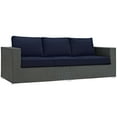 thumbnail image 1 of Modern Contemporary Urban Design Outdoor Patio Balcony Sofa, Navy Blue, Rattan, 1 of 5