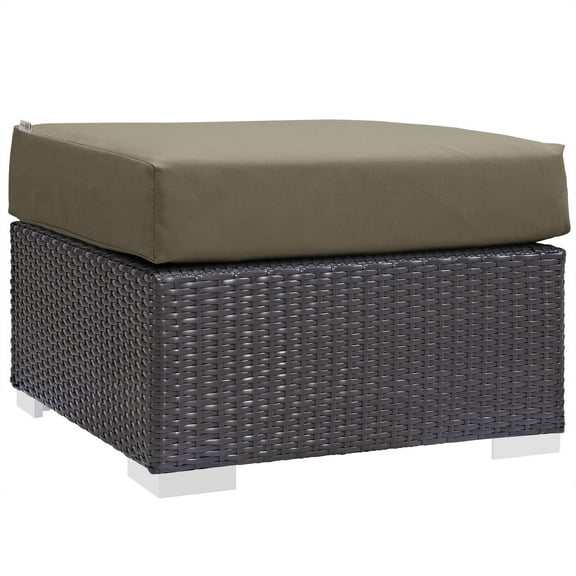 Modern Contemporary Urban Design Outdoor Patio Balcony Square Ottoman, Brown, Rattan