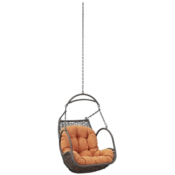Modern Contemporary Urban Design Outdoor Patio Balcony Swing Chair, Orange, Rattan