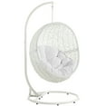 thumbnail image 1 of Modern Contemporary Urban Design Outdoor Patio Balcony Swing Chair, White, Rattan, 1 of 5