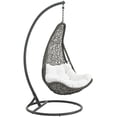 thumbnail image 1 of Modern Contemporary Urban Design Outdoor Patio Balcony Swing Chair, White, Rattan, 1 of 4