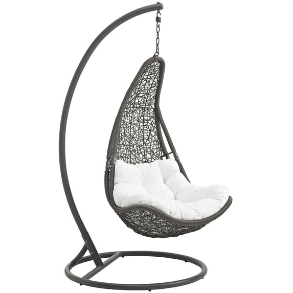 Modern Contemporary Urban Design Outdoor Patio Balcony Swing Chair, White, Rattan