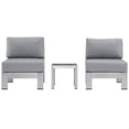 thumbnail image 1 of Modern Contemporary Urban Design Outdoor Patio Balcony Three PCS Sectional Sofa Set, Grey Gray, Aluminum, 1 of 6