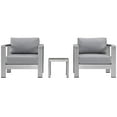 thumbnail image 1 of Modern Contemporary Urban Design Outdoor Patio Balcony Three PCS Sectional Sofa Set, Grey Gray, Aluminum, 1 of 6
