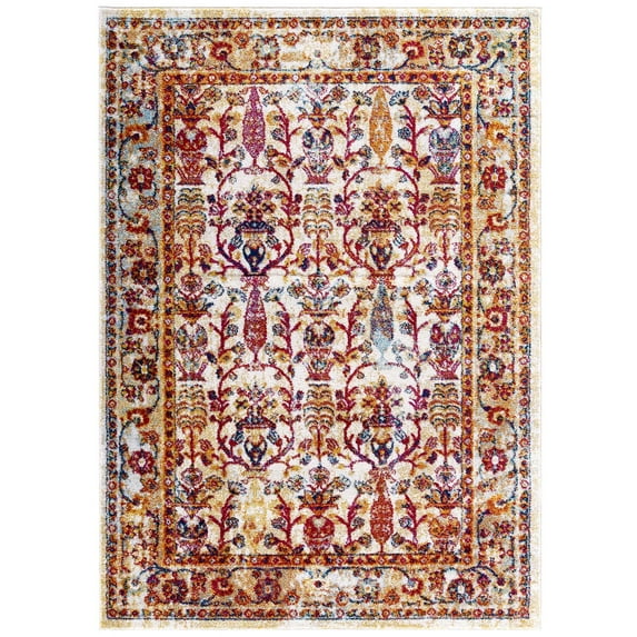 Modern Contemporary Urban Living Lounge Room Area Rug Runner Floor Carpet, Distressed Vintage Style, Fabric, Antique Orange