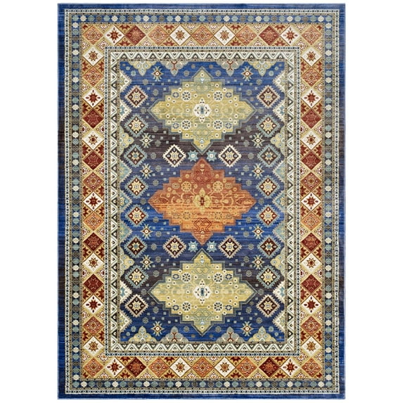 Modern Contemporary Urban Living Lounge Room Area Rug Runner Floor Carpet, Distressed Vintage Style, Fabric, Multi Colorful