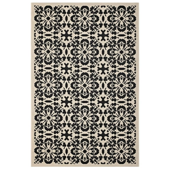 Modern Contemporary Urban Living Lounge Room, Indoor and Outdoor Area Rug Runner Floor Carpet, Vintage Style, Fabric, Multi Black