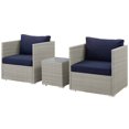 thumbnail image 1 of Modern Contemporary Urban Outdoor Patio Balcony Garden Furniture Lounge Sectional Sofa Set, Sunbrella Rattan Wicker, Navy Blue Light Gray, 1 of 5