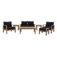 thumbnail image 1 of Modern Contemporary Urban Outdoor Patio Balcony Garden Furniture Lounge Sofa and Chair and Coffee Table Set, Wood, Navy Blue Natural, 1 of 9
