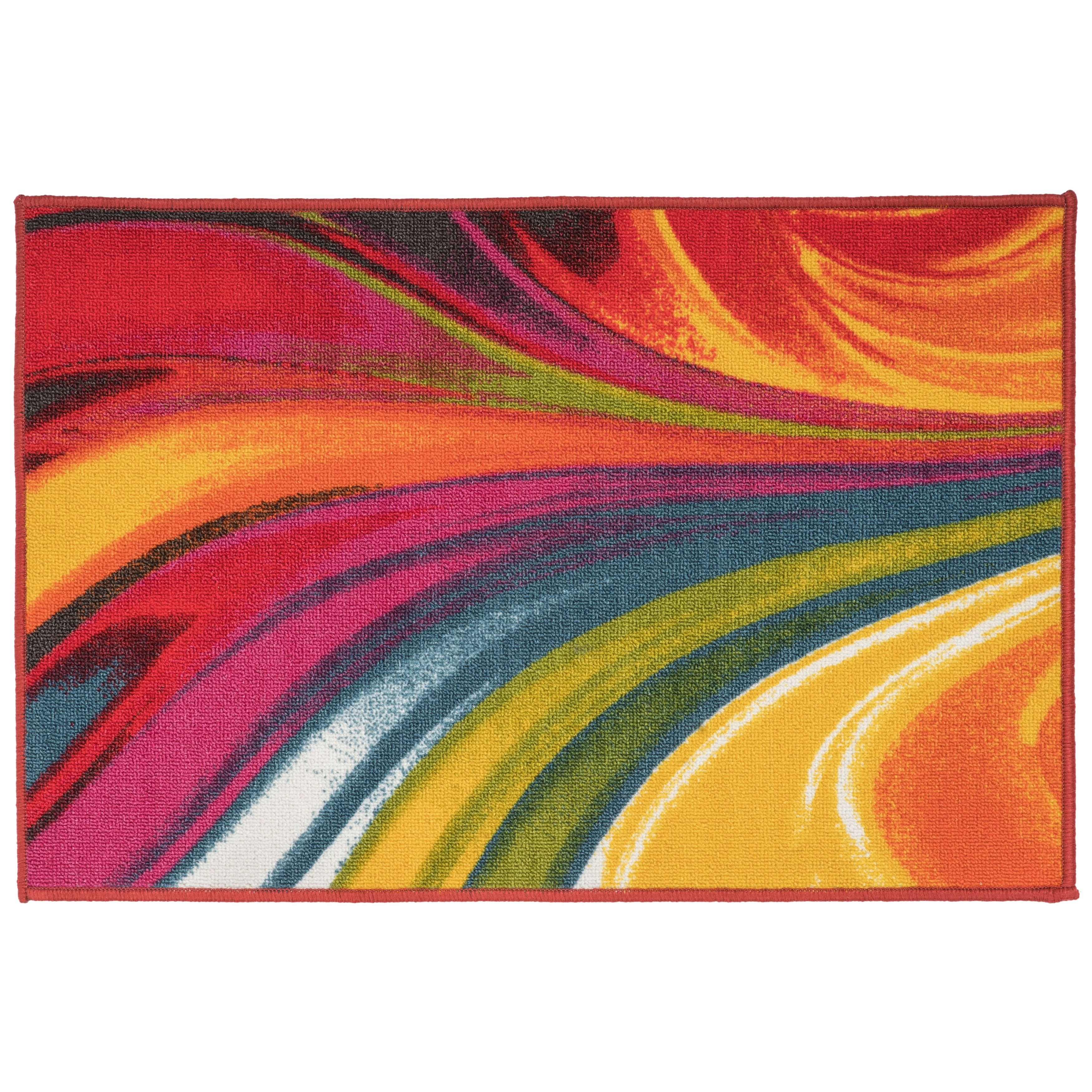 Vibrant Waves Multicolor Non-Skid Contemporary Area Rug 20" x 30"