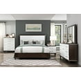 thumbnail image 1 of Modern Contemporary White and Cherry Finish 5pc Bedroom Set King Panel Bed Two Nightstands Dresser Mirror Wooden Furniture, 1 of 7