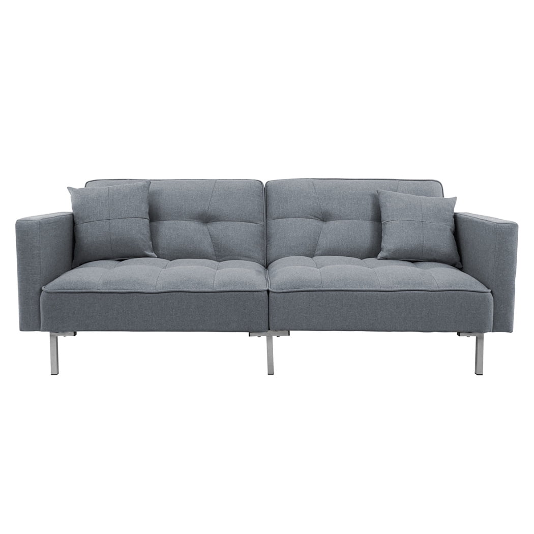 Modern Convertible Folding Futon Sofa Bed, Linen Upholstered Loveseat ...