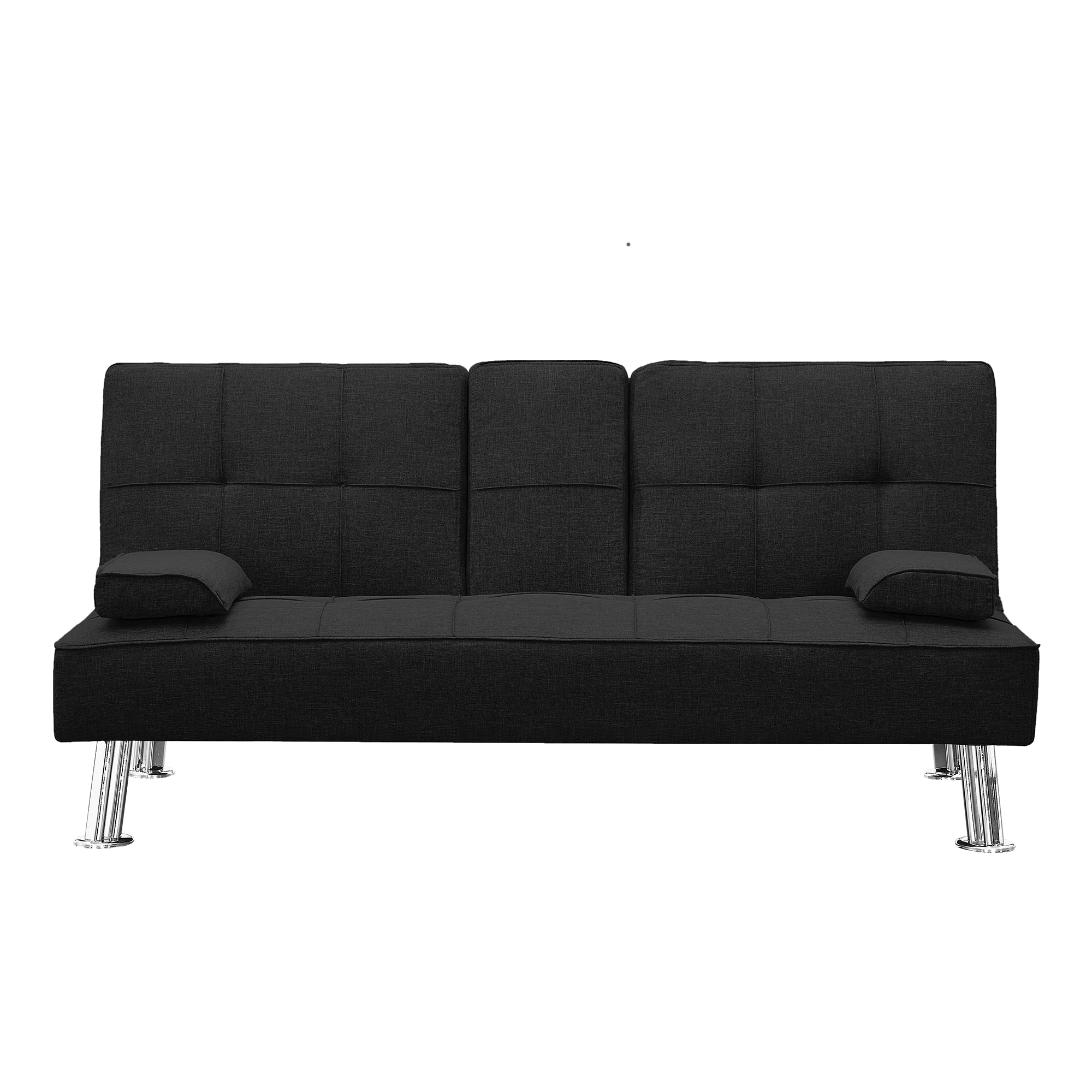 Modern Convertible Folding Futon Sofa Bed with2 Cup holders , Fabric Loveseat Sofa Bed with