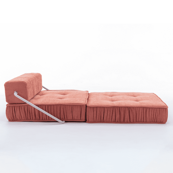 Modern Convertible Modular Sectional Sofa with Independence Pocket Spring, Accent Sofa with Removable Back Cushion, Minimalist Chenille Sofas Couches for Living Room, Bedroom and Apartment, Orange