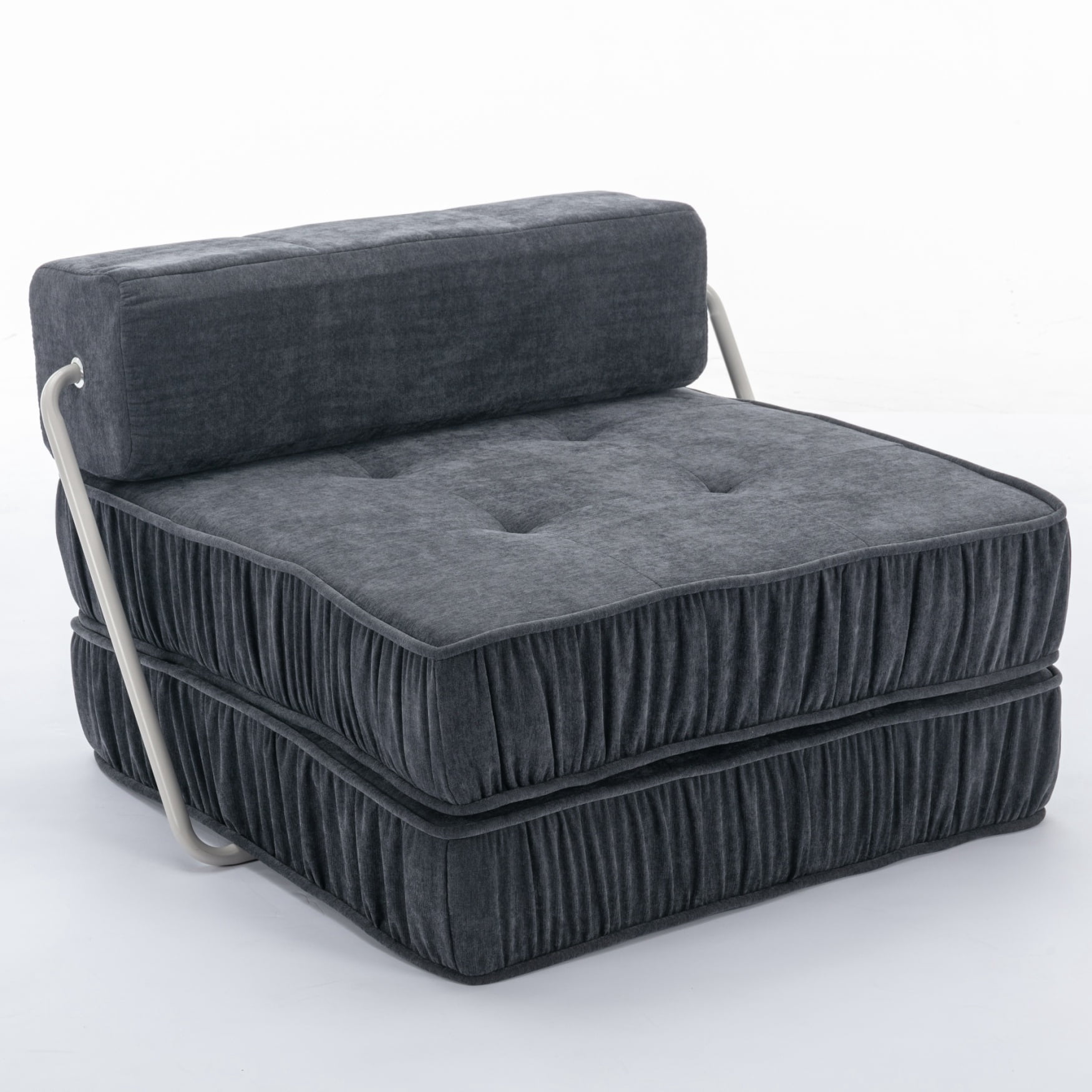 Modern Convertible Modular Sectional Sofa with Removable Back Cushion, Chenille Couches for Living Room, Bedroom Office, Apartment and Small Space, Grey, 1 Seat