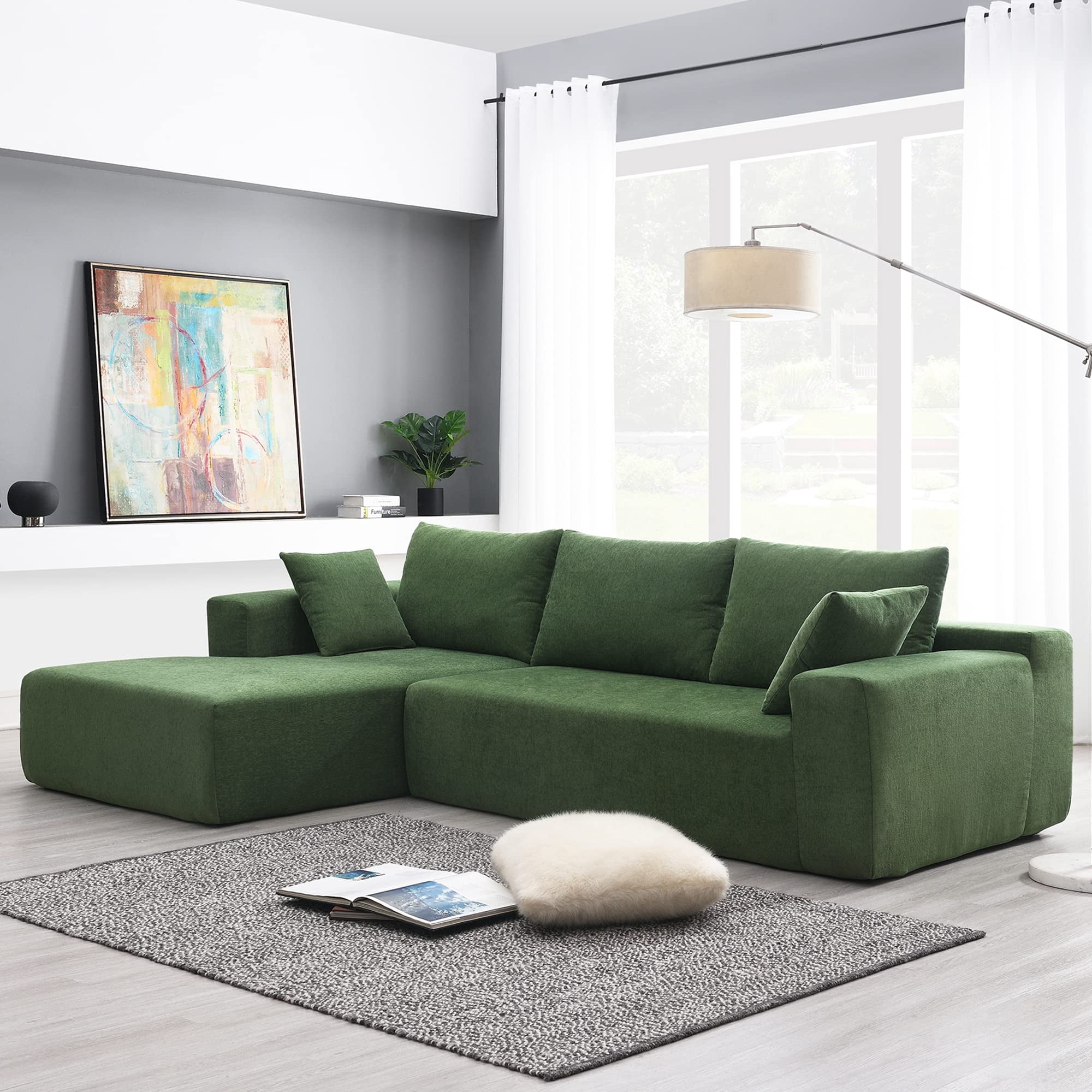 Modern Convertible Sectional Sofa Couch,L-Shape Modular Sofa Set ...