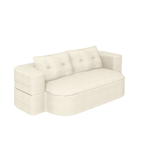 Modern Convertible Sofa Bed, Corduroy Upholstered Folding Sleeper Couch Loveseat For Living Room Apartment Office