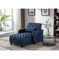 thumbnail image 1 of Modern Convertible Sofa Bed, Linen Upholstered Leisure Sofa with Adjustable Backrest and Wooden Legs, Comfy Accent Sofa with Pillow and Side Pocket, Daybed for Living Room, Bedroom, Balcony, Navy, 1 of 9
