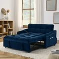 thumbnail image 1 of Modern Convertible Sofa Bed with Pull Out Bed,Convertible Sleeper Sofa Bed with Adjsutable Back and Two Arm Pocket,Type C and USB Charging,Copper Nail Design Loveseat for Living Room Office,Blue, 1 of 8