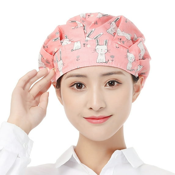 Modern Cooking Bonnet Protect Hair from Grease and Dust, Suitable for Women Fashionable Cook Work Hat Floral Pattern