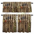 thumbnail image 1 of Modern Cooking Kitchen Curtains Sets for Windows 36 Inch Length, Farmhouse Country Wooden Grain Rod Pocket Window Treatments Tier Curtains and Valances Set for Bedroom/Bathroom, 1 of 8