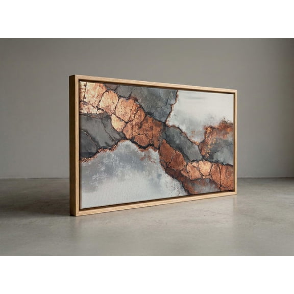 Modern Copper And Grey Geode Earthy Industrial Loft Mineral Wall Decor Unframed Paper Print